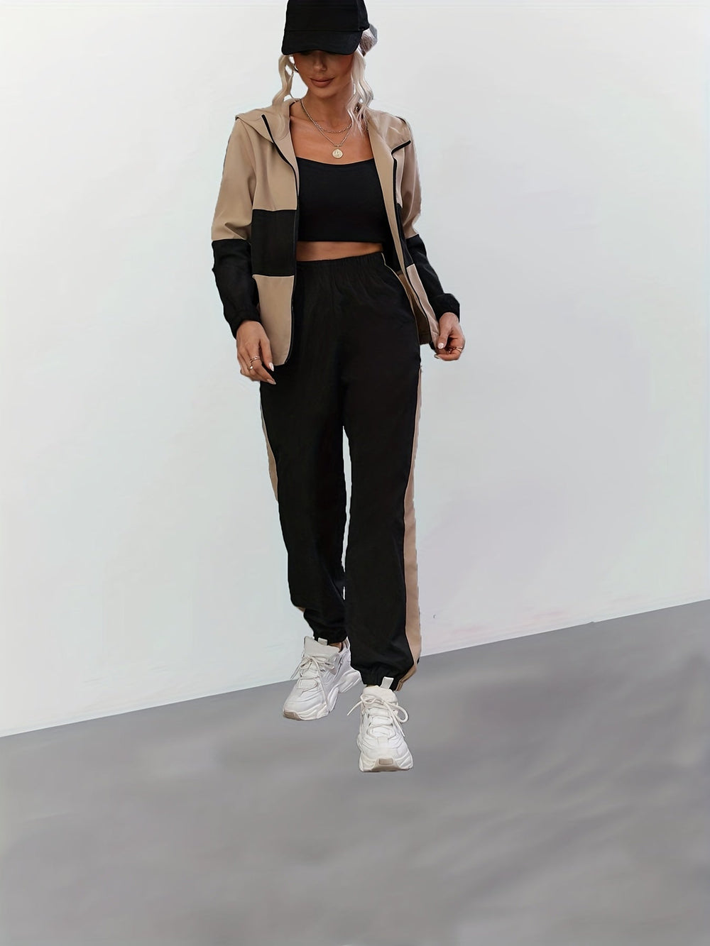 Chic Color Block Long Sleeve Jacket and Pants Tracksuits Gen U Us Products