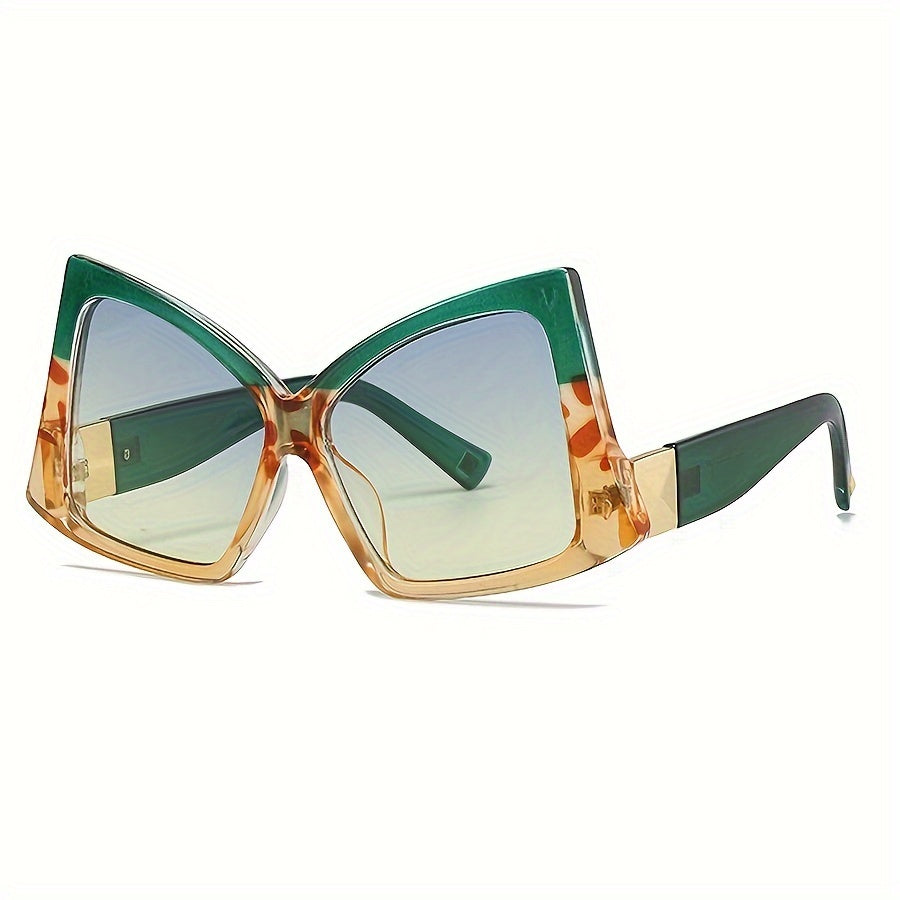 Glamour Girls Trendy Oversized Color Block Cat Eye Sunglasses 