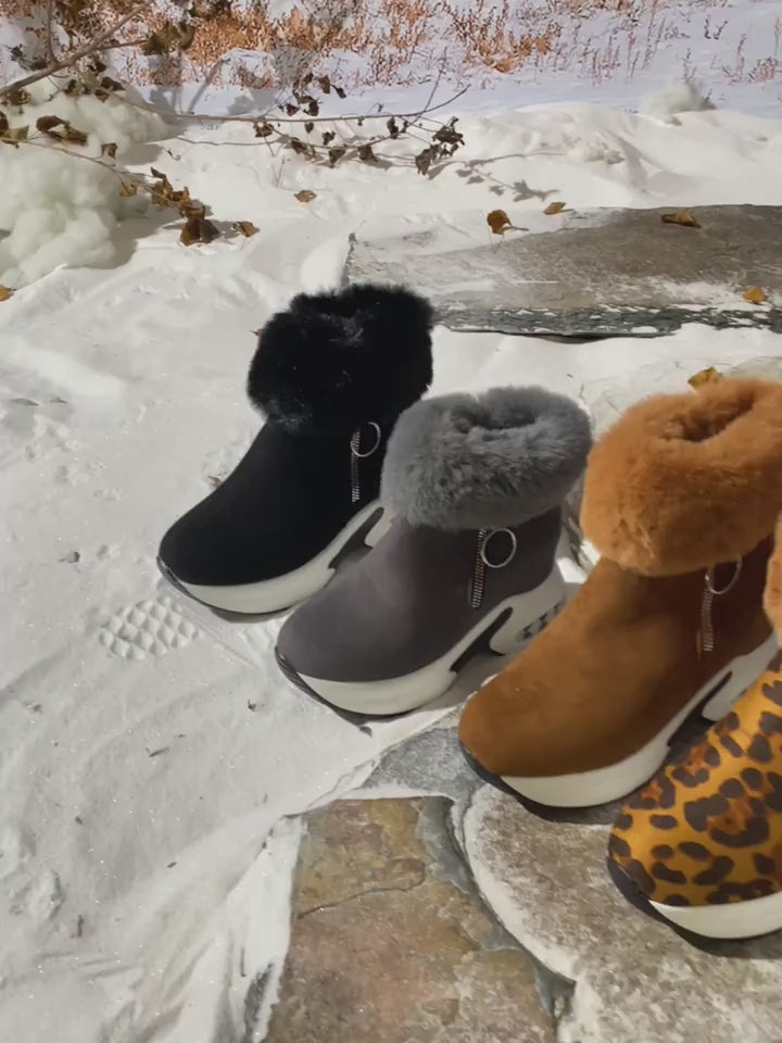 Womens Stylish Cozy Winter Plush Lined Platform Snow Boots 