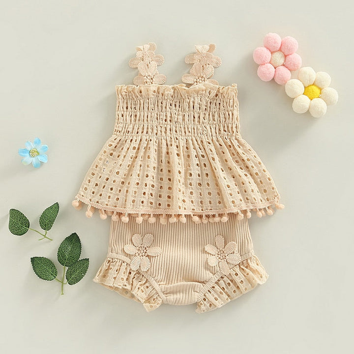 0-18M Baby Girls Ruffle Shorts & Soft Breathable Cotton Tank Top Gen U Us Products