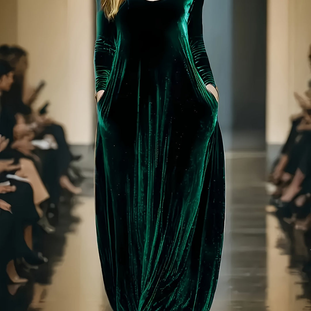 Long Sleeve Velvet Texture Fabric Slim-Fit Dresses - Flossy Mom