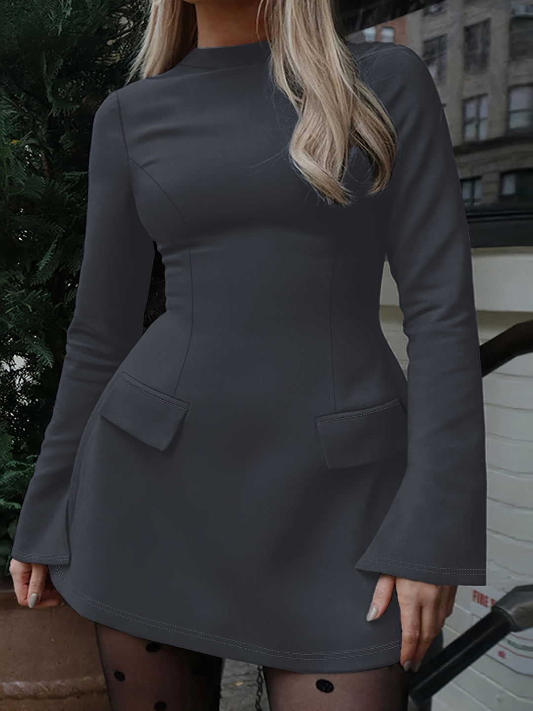 Crew Neck Body-Flattering Plus Size Stretch Dresses - Flossy Mom