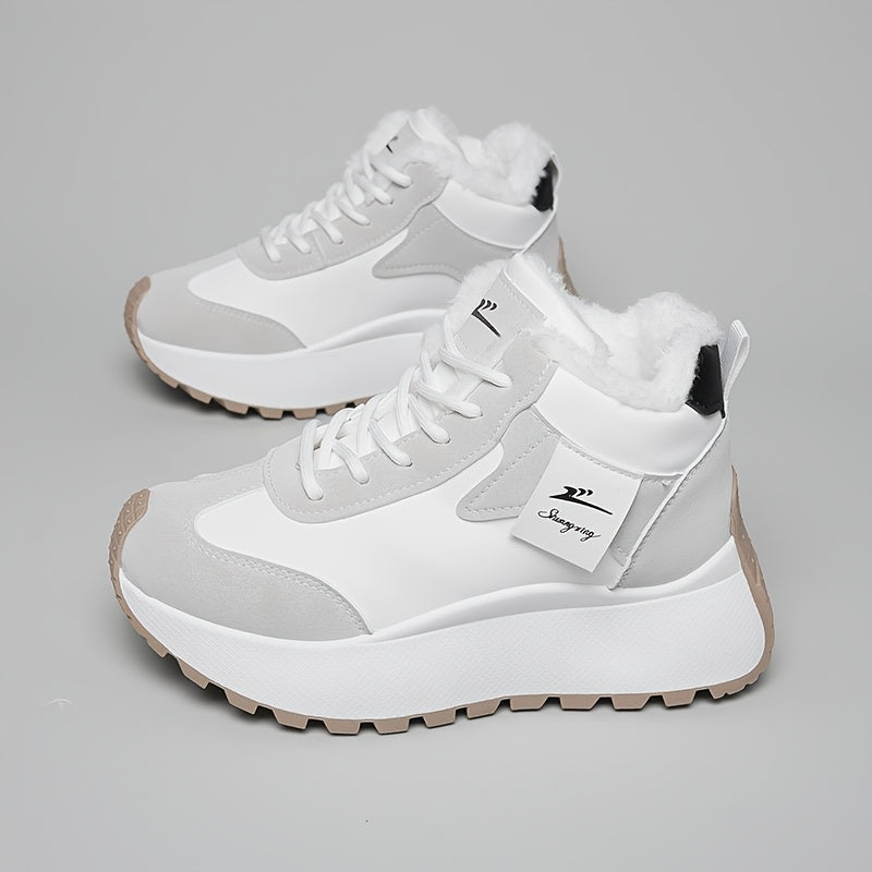 Warm Cozy Cushioned Plush Fur lining High-Top Sneakers - Flossy Mom