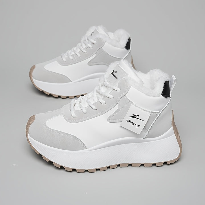 Warm Cozy Cushioned Plush Fur lining High-Top Sneakers - Flossy Mom