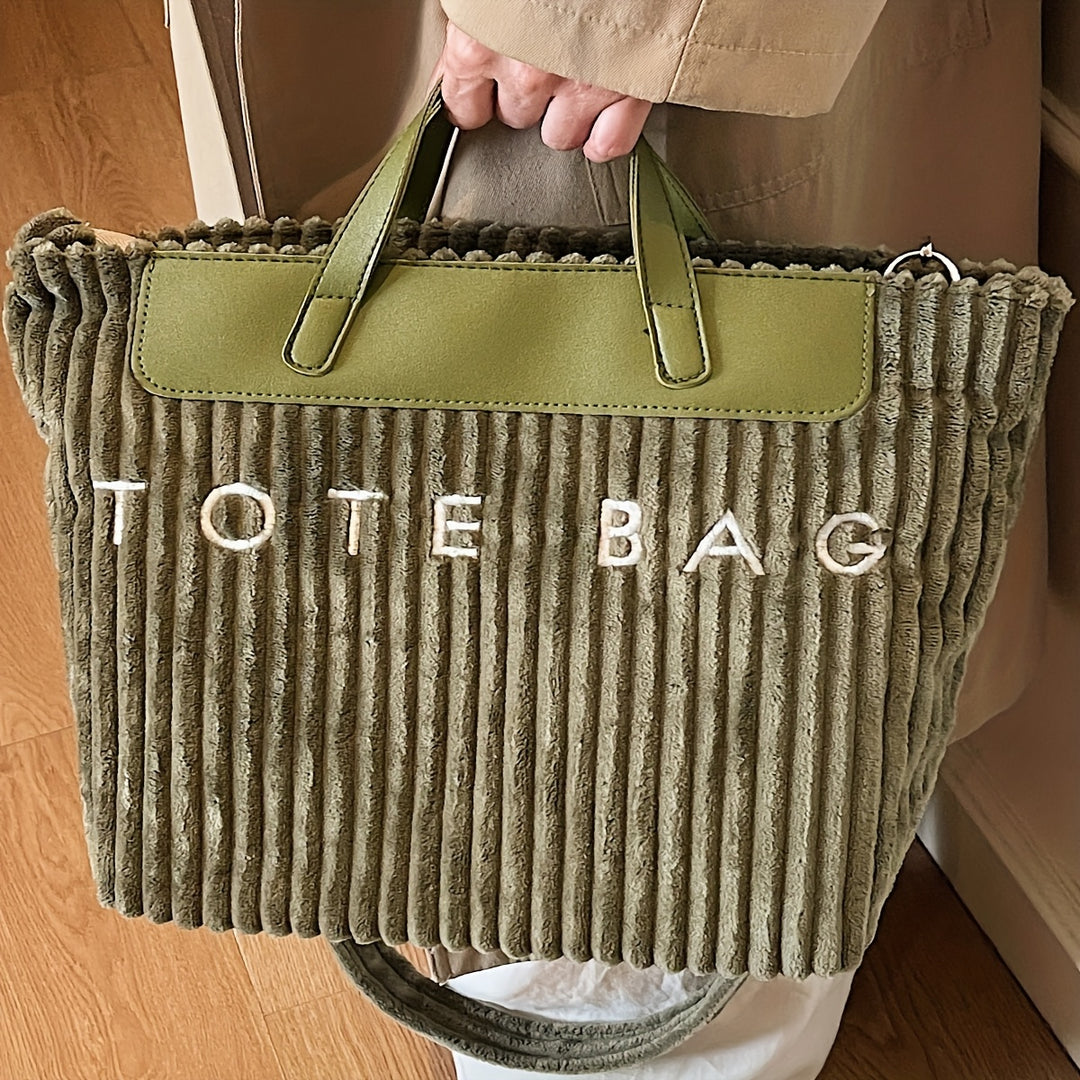 Large Zipper Tote Letter Print Golden Hardware Bags - Flossy Mom