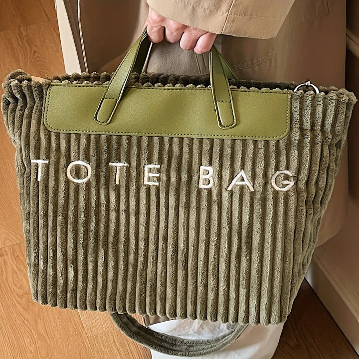 Large Zipper Tote Letter Print Golden Hardware Bags - Flossy Mom