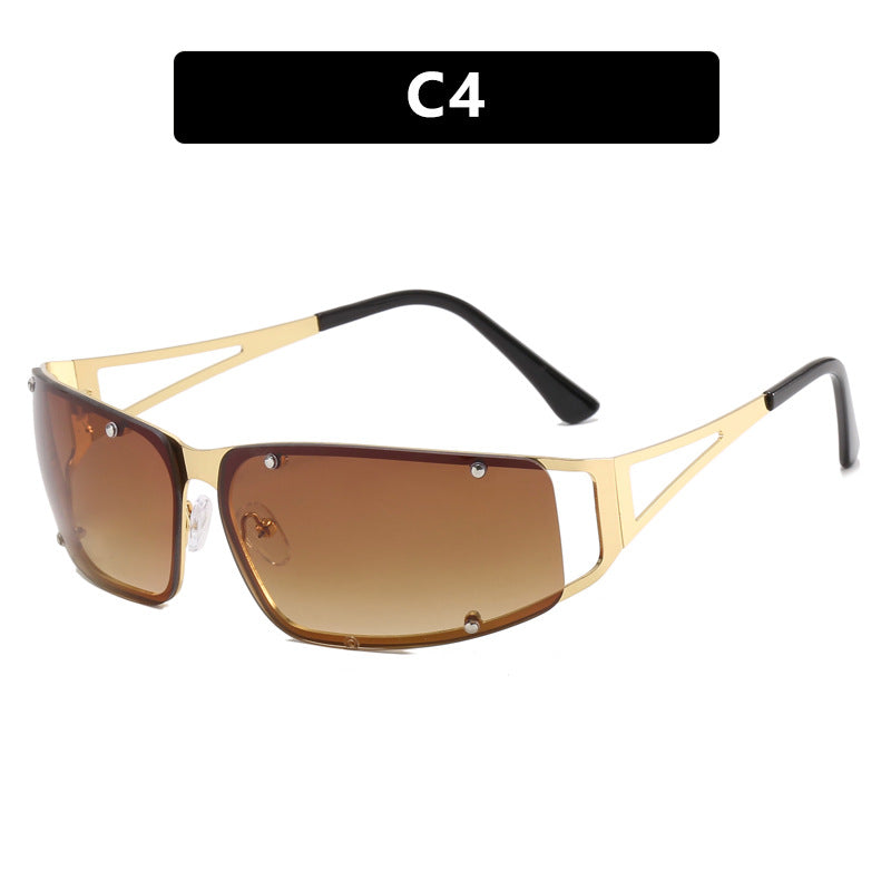 Hot Girls Y2K Metal Hollow Frame Sunglasses - Flossy Mom