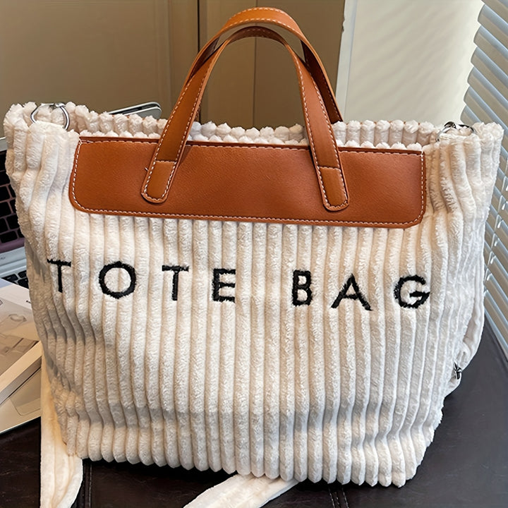 Large Zipper Tote Letter Print Golden Hardware Bags - Flossy Mom