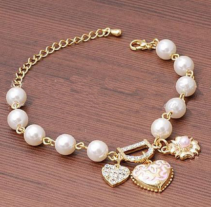 Women's Pearl Crystal Bangle Bracelet Set