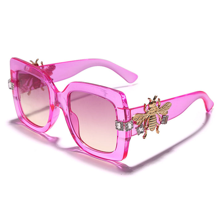 Bee Chic Retro Big Square Frame Diamonds Sunglasses - Flossy Mom