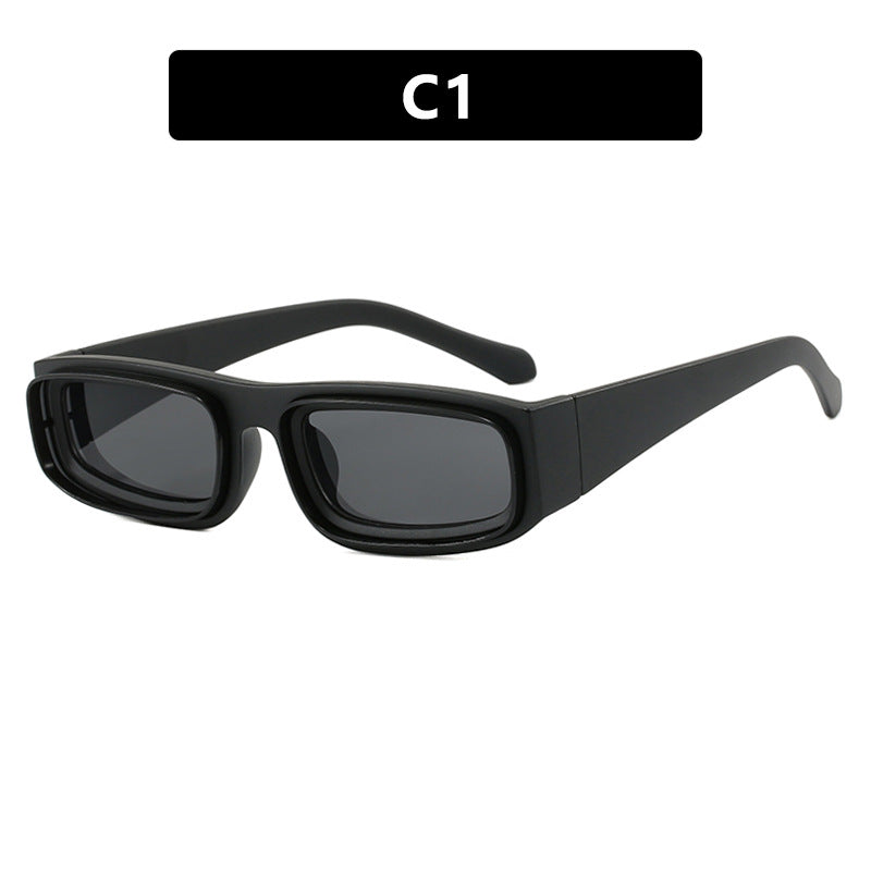 Urban Chic Narrow Double Square Circle Sunglasses
