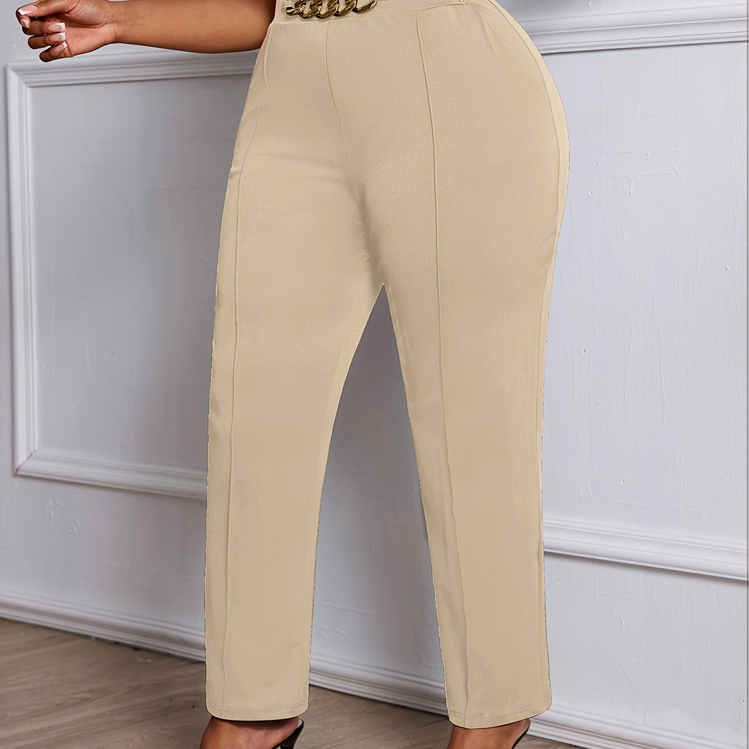 All-Day Comfort 💼 Plus Size Straight-Leg Work Pants - Flossy Mom
