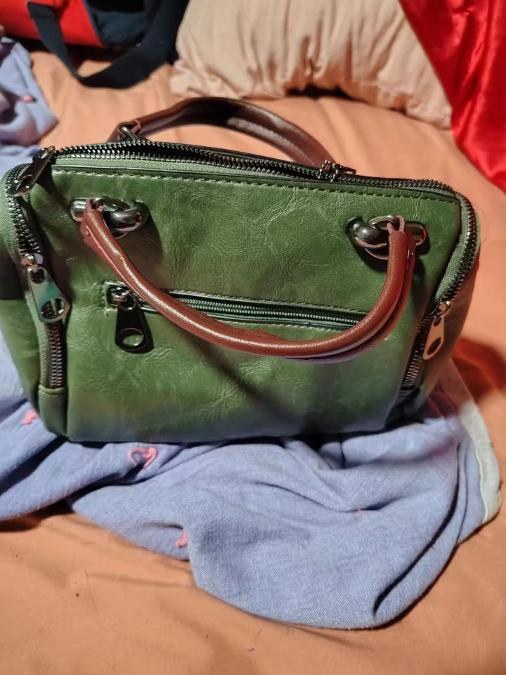 Top Handle Rose Keychain PU Leather Boston Bags - Flossy Mom