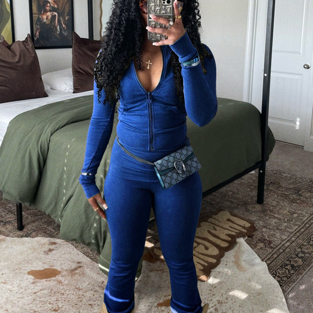 Sleek Velvet-Like Slim Crop Set | Sexy & Confident 💋 - Flossy Mom