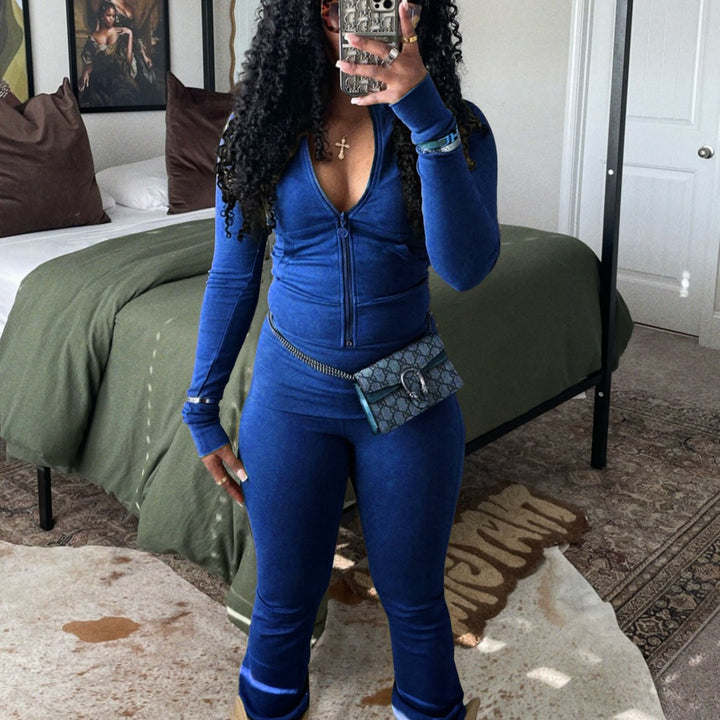 Sleek Velvet-Like Slim Crop Set | Sexy & Confident 💋 - Flossy Mom