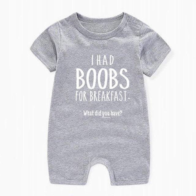 100% Cotton I Had Boobs for Breakfast Print Short Sleeved Onesies - Gen U Us Products -  