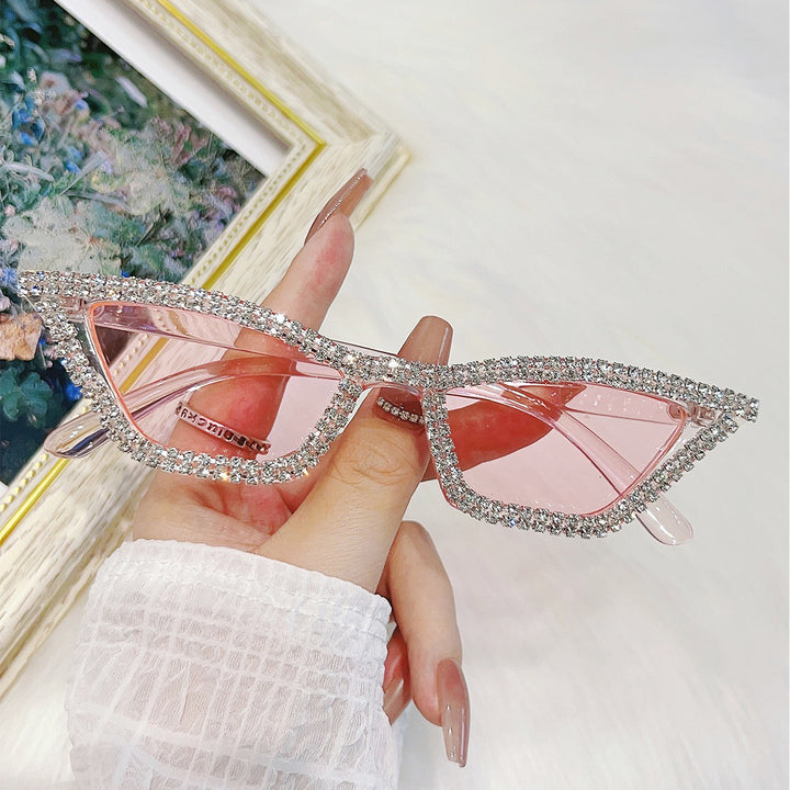Retro Diamond Studded Traiagle Cat Eye Sunglasses - Flossy Mom