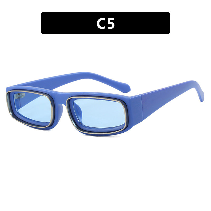 Urban Chic Narrow Double Square Circle Sunglasses