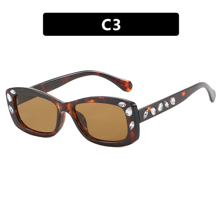 High-End Square Frame Diamond Inlaid Sunglasses - Flossy Mom