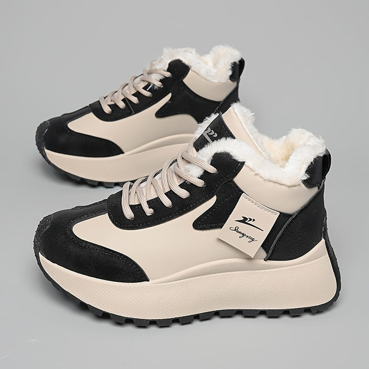 Warm Cozy Cushioned Plush Fur lining High-Top Sneakers - Flossy Mom