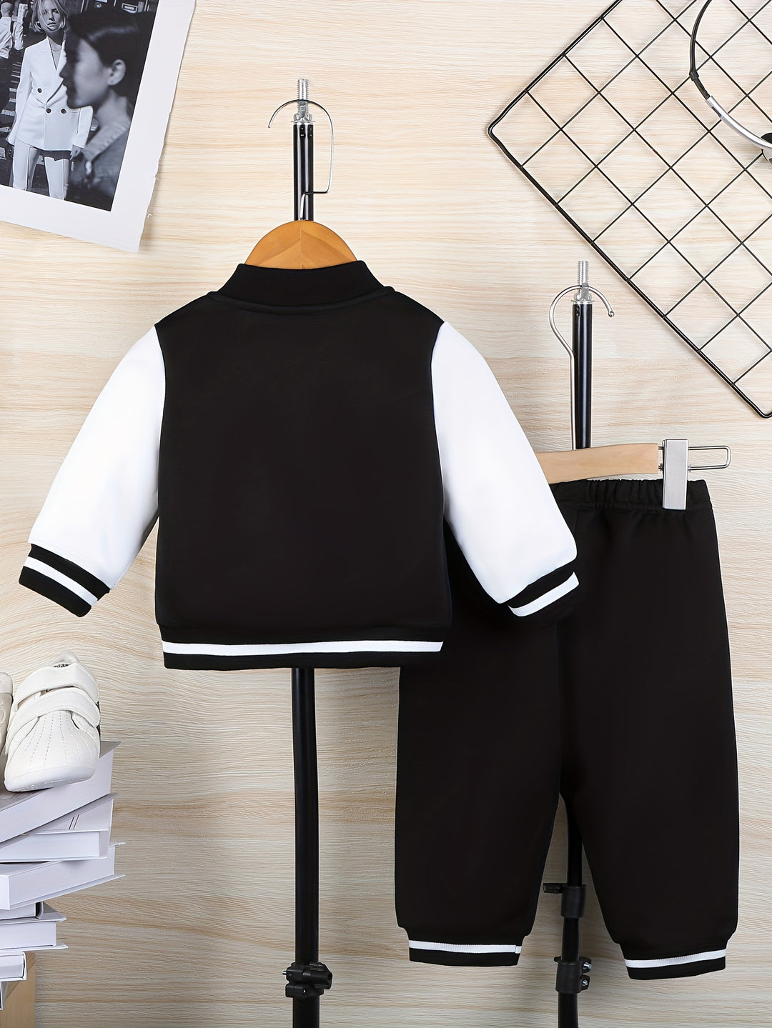 🐻 Cozy Peeking Bear Print Varsity Jacket + Pants - Flossy Mom