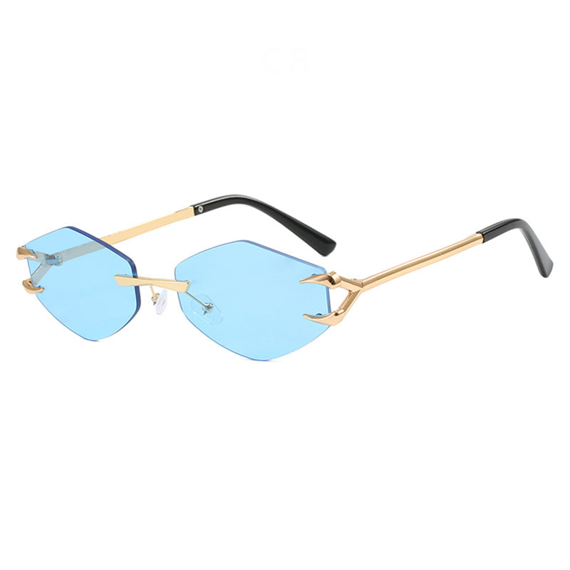 Shady Vibes Frameless Polygon Metal Sunglasses - Flossy Mom