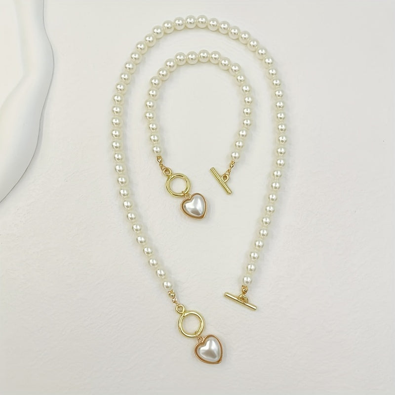 18k Gold Plated Milky Stone Heart Pendant Necklace & Bracelet Gen U Us Products