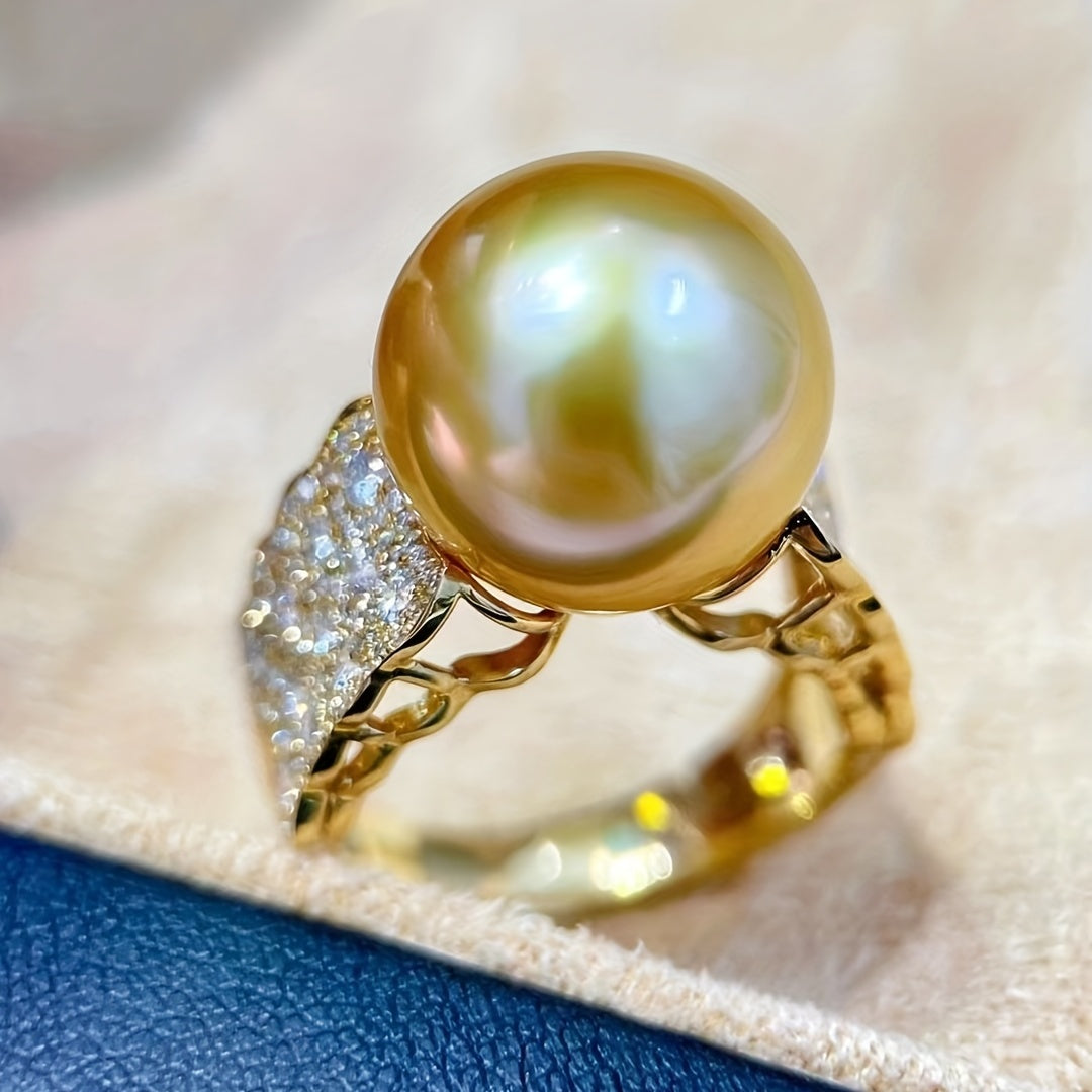 18k Gold Plated Shining French Style Zirconia Pearl Ring Gen U Us Products