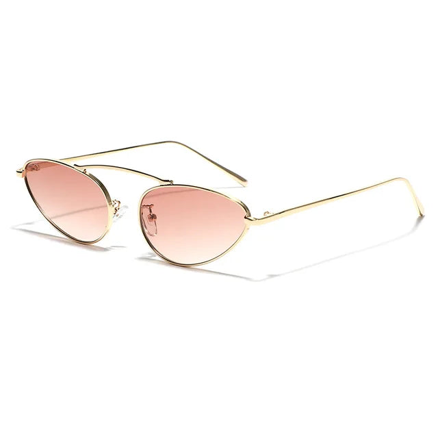 Celebrity Style Small Oval Gradient Alloy Cat Eye Sunglasses