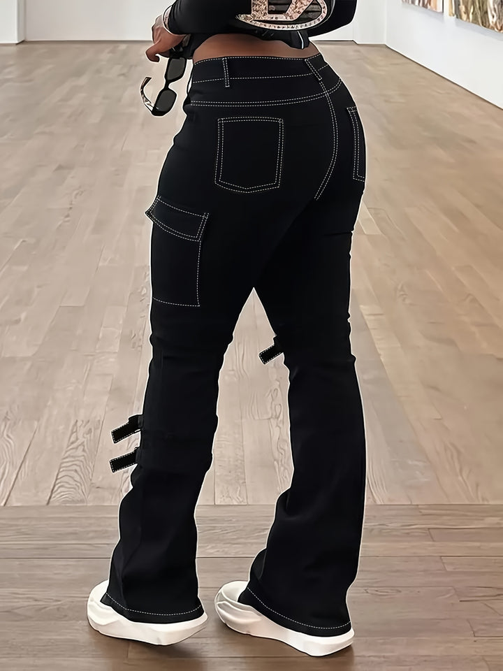 Street Rebel High-Waist Stretch Bootcut Jeans - Flossy Mom