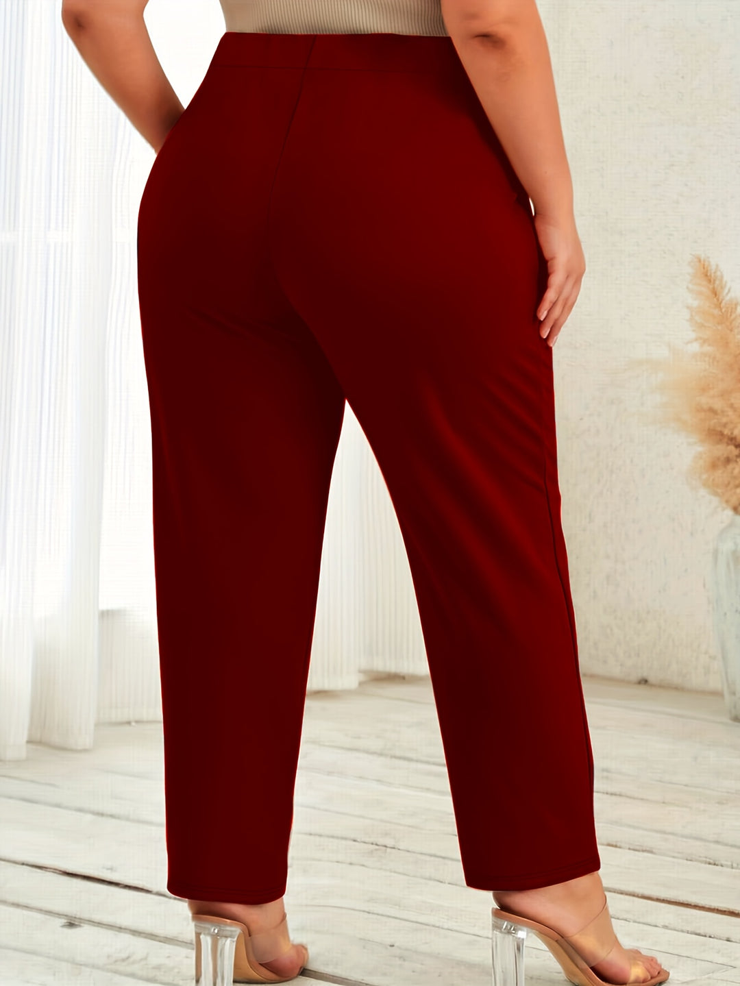 All-Day Comfort Mid-Stretch Straight Leg Plus Size Fit Pants - Flossy Mom