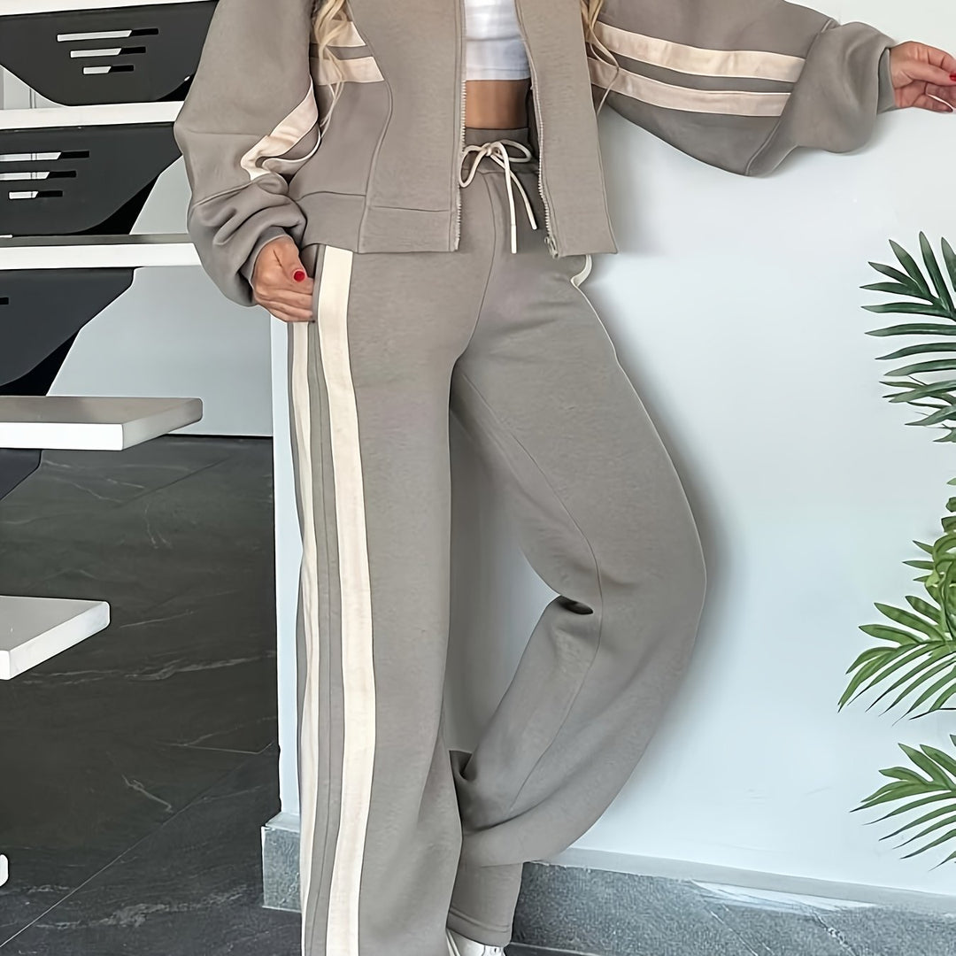 Y2K Soft Comfy Striped Plus Size Tracksuits - Flossy Mom