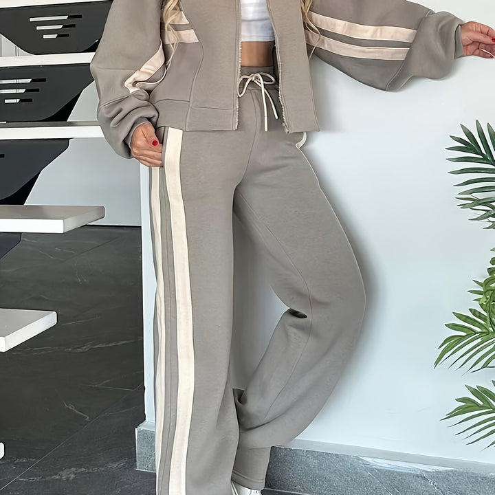 Y2K Soft Comfy Striped Plus Size Tracksuits - Flossy Mom