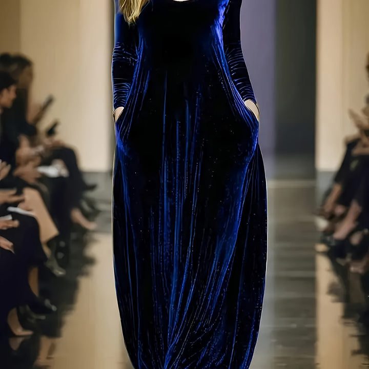 Long Sleeve Velvet Texture Fabric Slim-Fit Dresses - Flossy Mom