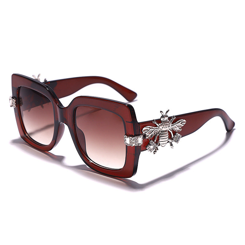 Bee Chic Retro Big Square Frame Diamonds Sunglasses - Flossy Mom