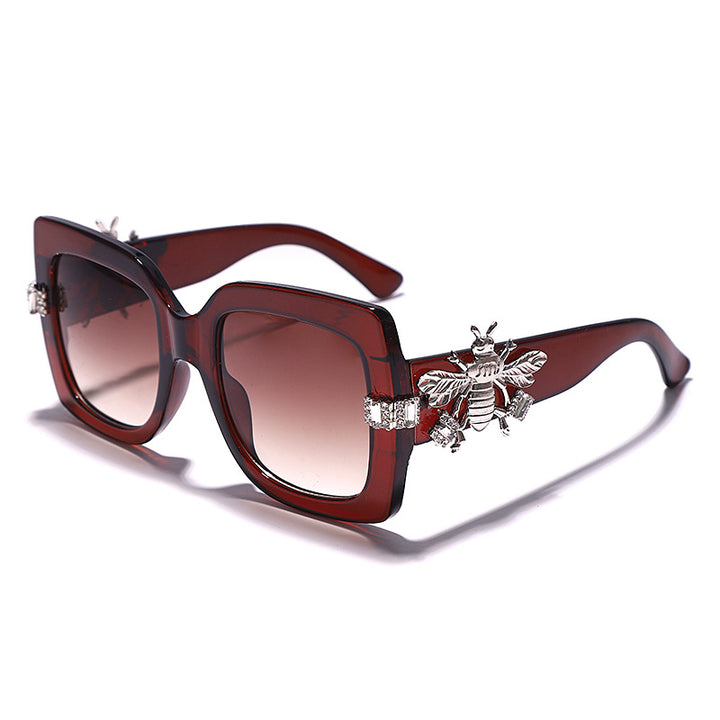 Bee Chic Retro Big Square Frame Diamonds Sunglasses - Flossy Mom