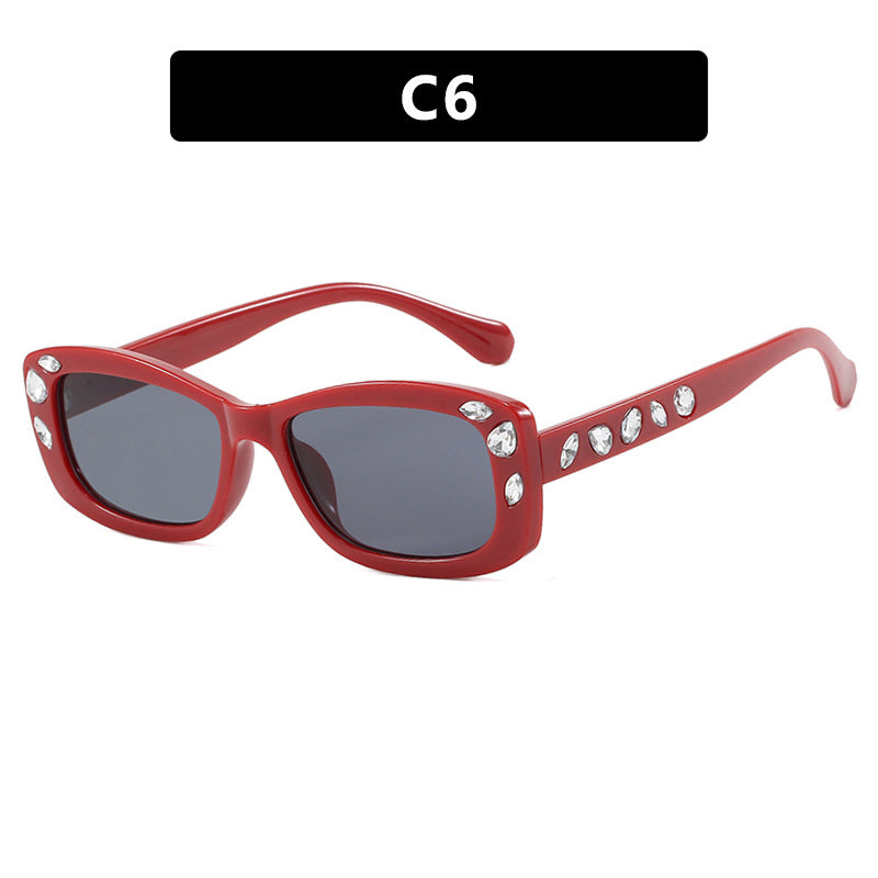 High-End Square Frame Diamond Inlaid Sunglasses - Flossy Mom