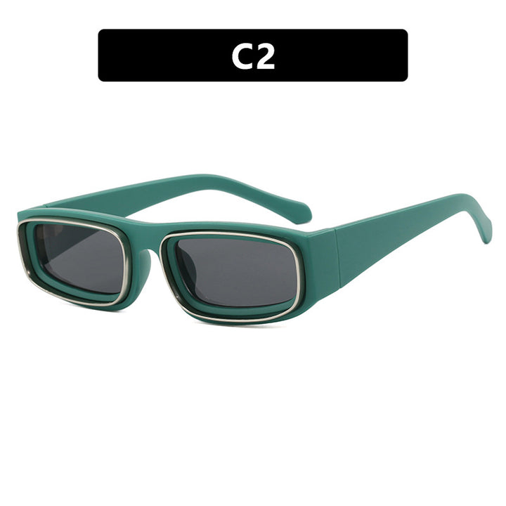 Urban Chic Narrow Double Square Circle Sunglasses