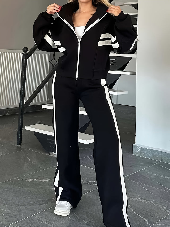 Y2K Soft Comfy Striped Plus Size Tracksuits - Flossy Mom