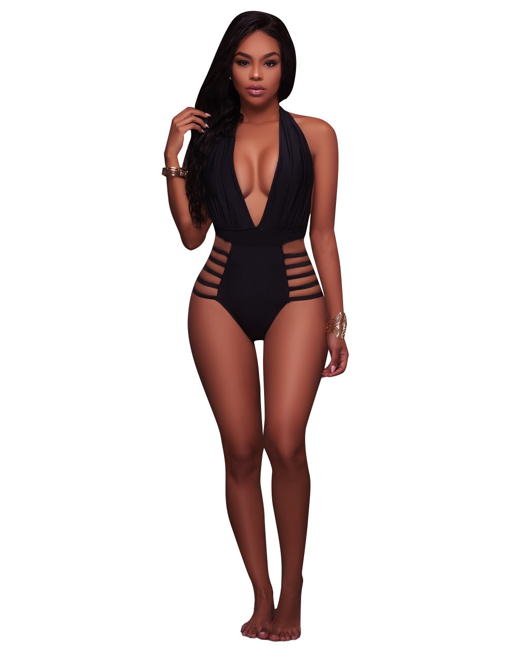 Halter Tie Cutout Back Triangle One-Piece Swimsuits