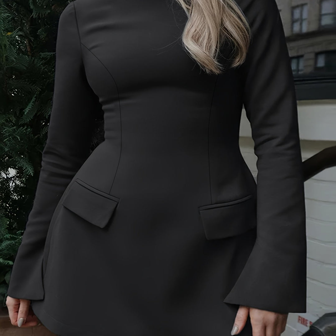 Crew Neck Body-Flattering Plus Size Stretch Dresses - Flossy Mom