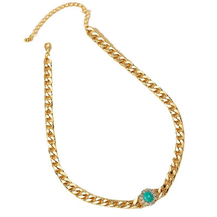 **Diamonds** **Turquoise** Thick Chain **Women's** **Necklace**