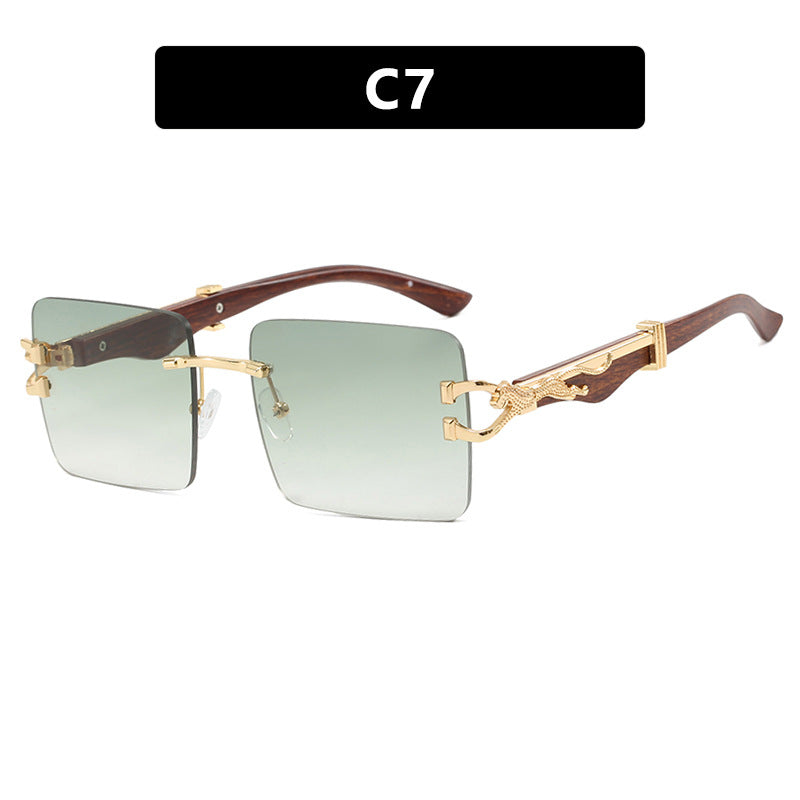 Leopard Metal Accent Frameless Sunglasses - Flossy Mom