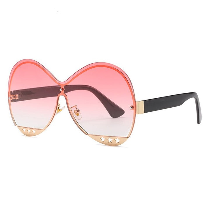 Gradient Glam Hollowed-Out Oversize Round Sunglasses - Flossy Mom