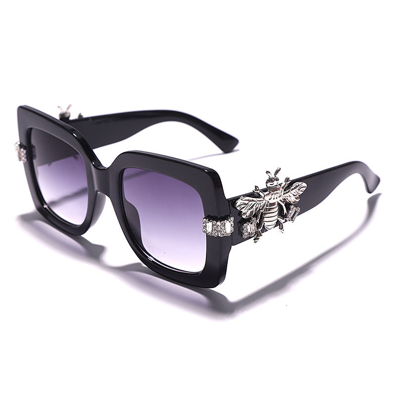 Bee Chic Retro Big Square Frame Diamonds Sunglasses - Flossy Mom