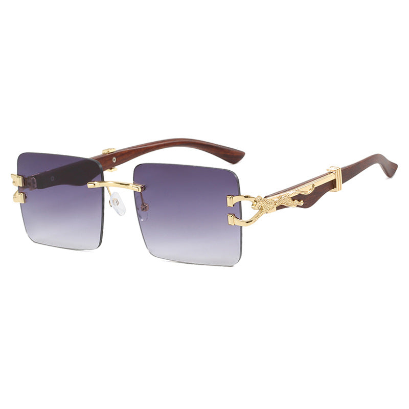 Leopard Metal Accent Frameless Sunglasses - Flossy Mom