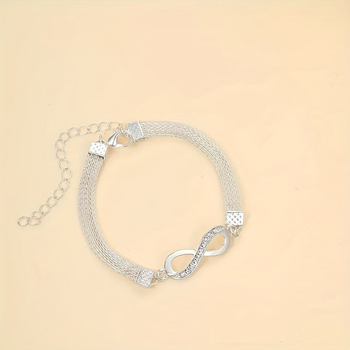 2Pcs Infinity Design Inlaid Rhinestone Bracelet and Anklet Chain Gen U Us Products