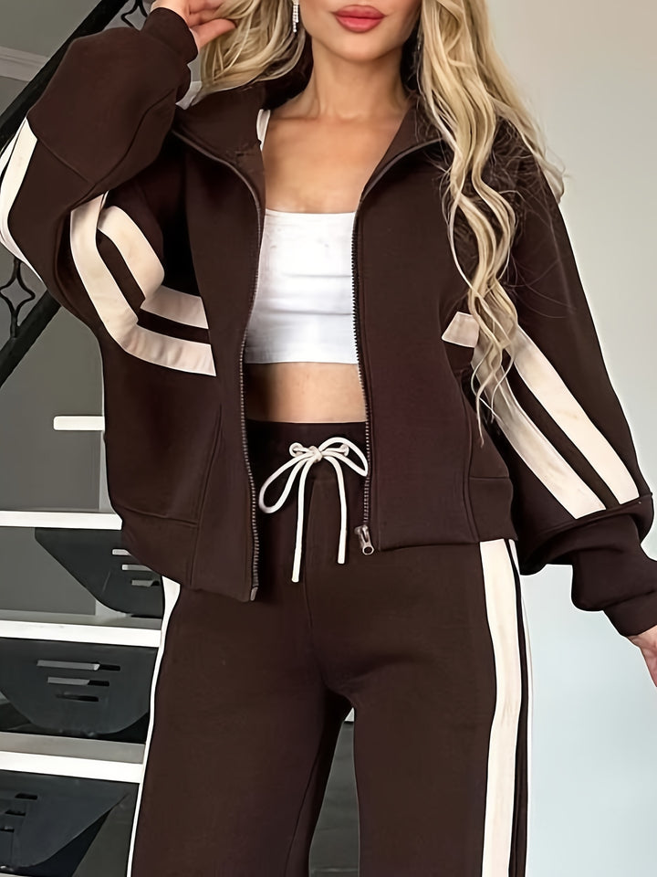 Y2K Soft Comfy Striped Plus Size Tracksuits - Flossy Mom