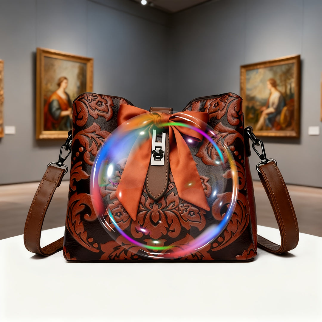 Glam Floral Print Handle Strap PU Leather Handbags - Flossy Mom