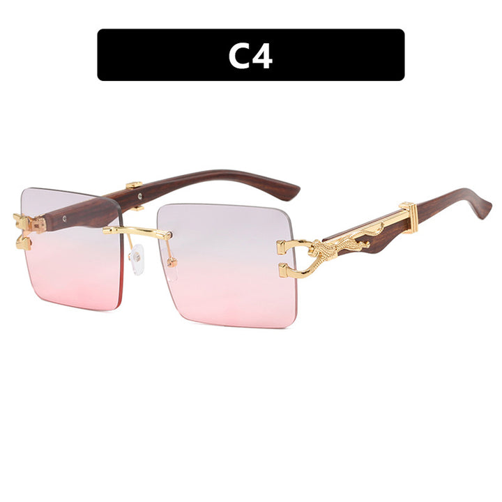 Leopard Metal Accent Frameless Sunglasses - Flossy Mom